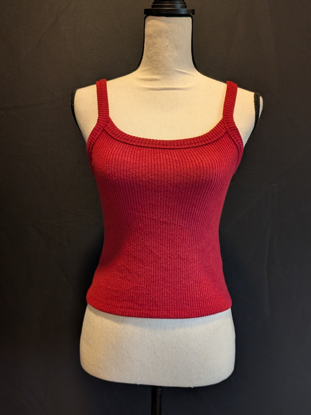 Universal Thread Red Ribbed Square-Neck Tank